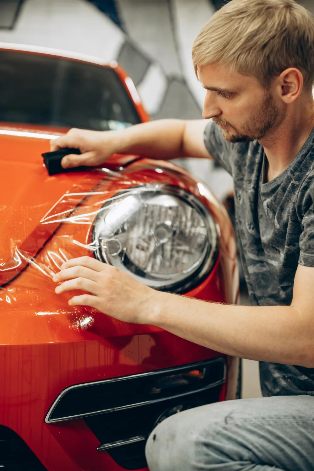 Clear PPF installation on vehicle front end